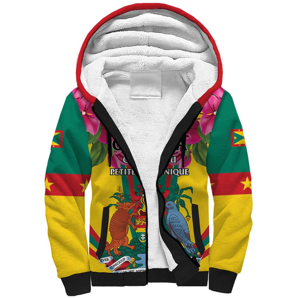 Personalized Carriacou and Petite Martinique Sherpa Hoodie Bougainvillea Flowers - Wonder Print Shop