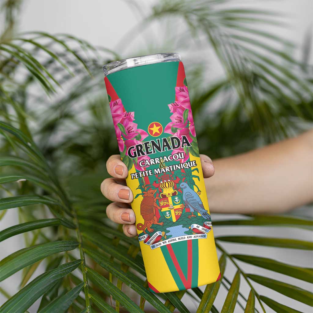 Personalized Carriacou and Petite Martinique Skinny Tumbler Bougainvillea Flowers - Wonder Print Shop