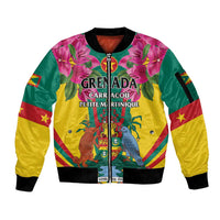 Personalized Carriacou and Petite Martinique Sleeve Zip Bomber Jacket Bougainvillea Flowers - Wonder Print Shop
