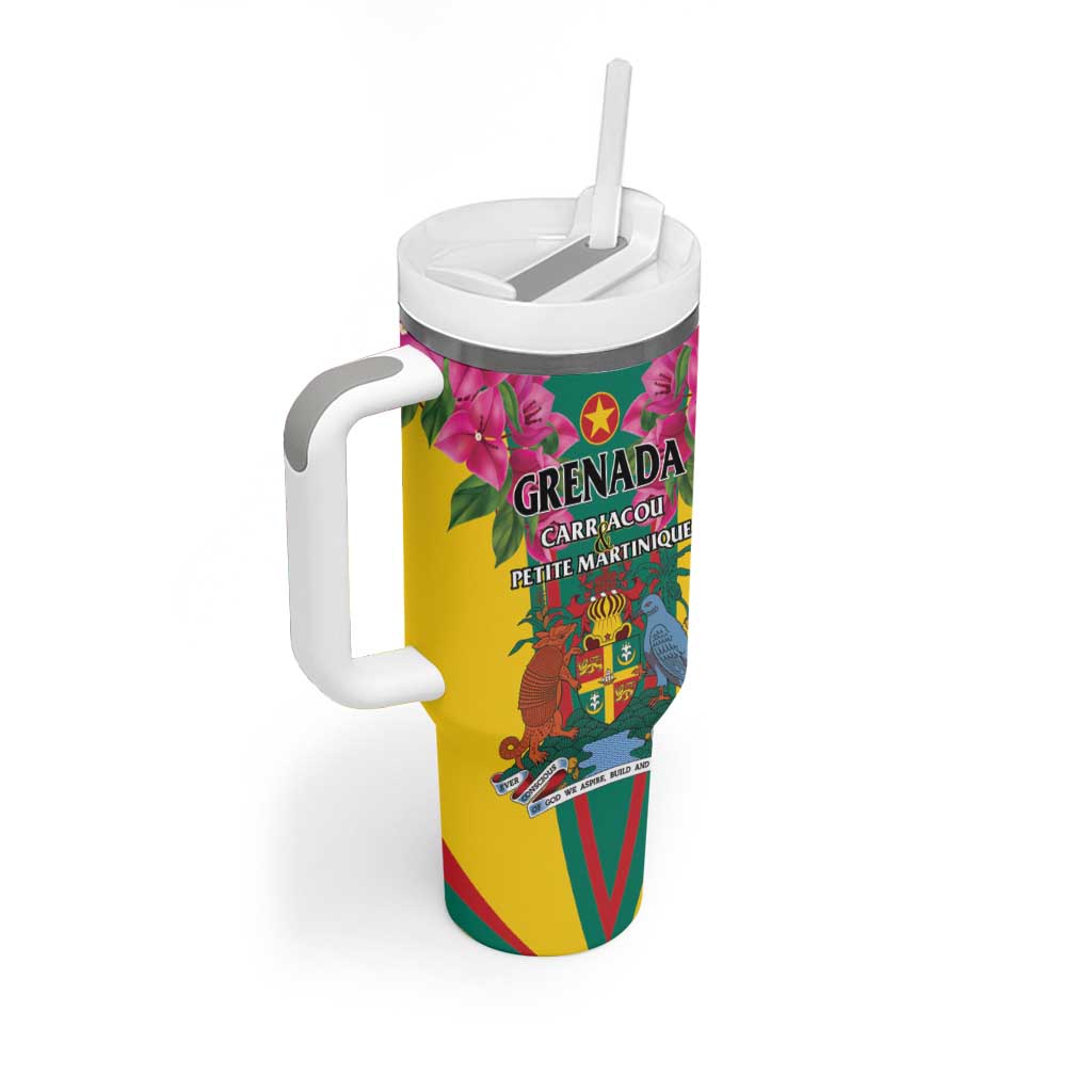 Personalized Carriacou and Petite Martinique Tumbler With Handle Bougainvillea Flowers - Wonder Print Shop
