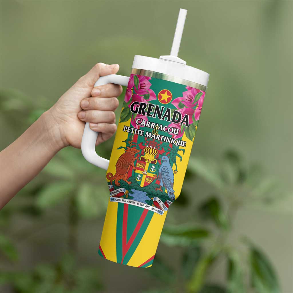 Personalized Carriacou and Petite Martinique Tumbler With Handle Bougainvillea Flowers - Wonder Print Shop