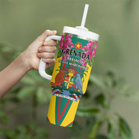 Personalized Carriacou and Petite Martinique Tumbler With Handle Bougainvillea Flowers - Wonder Print Shop