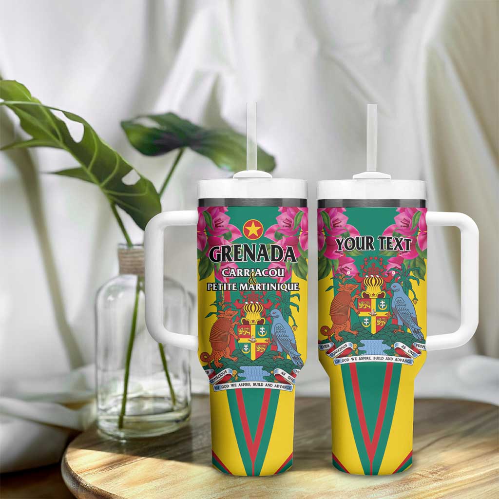 Personalized Carriacou and Petite Martinique Tumbler With Handle Bougainvillea Flowers - Wonder Print Shop