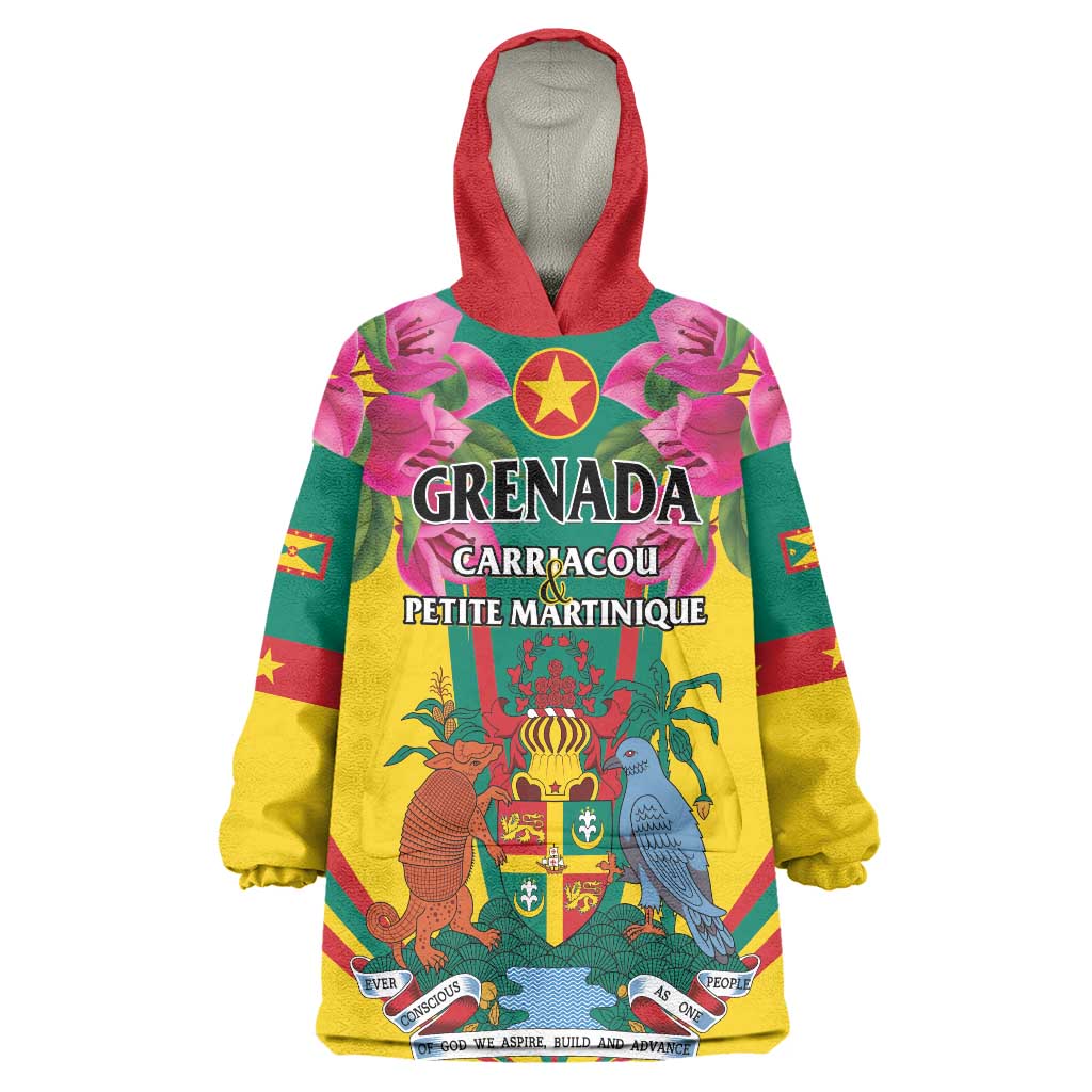 Personalized Carriacou and Petite Martinique Wearable Blanket Hoodie Bougainvillea Flowers - Wonder Print Shop