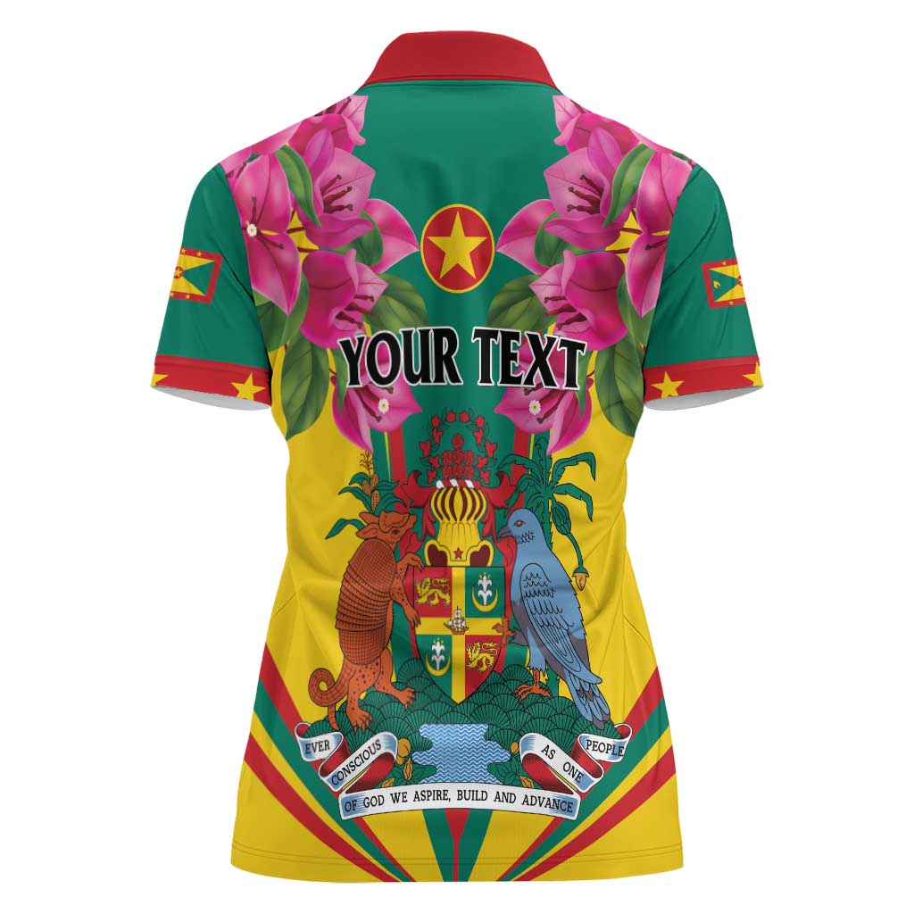 Personalized Carriacou and Petite Martinique Women Polo Shirt Bougainvillea Flowers - Wonder Print Shop