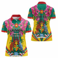 Personalized Carriacou and Petite Martinique Women Polo Shirt Bougainvillea Flowers - Wonder Print Shop