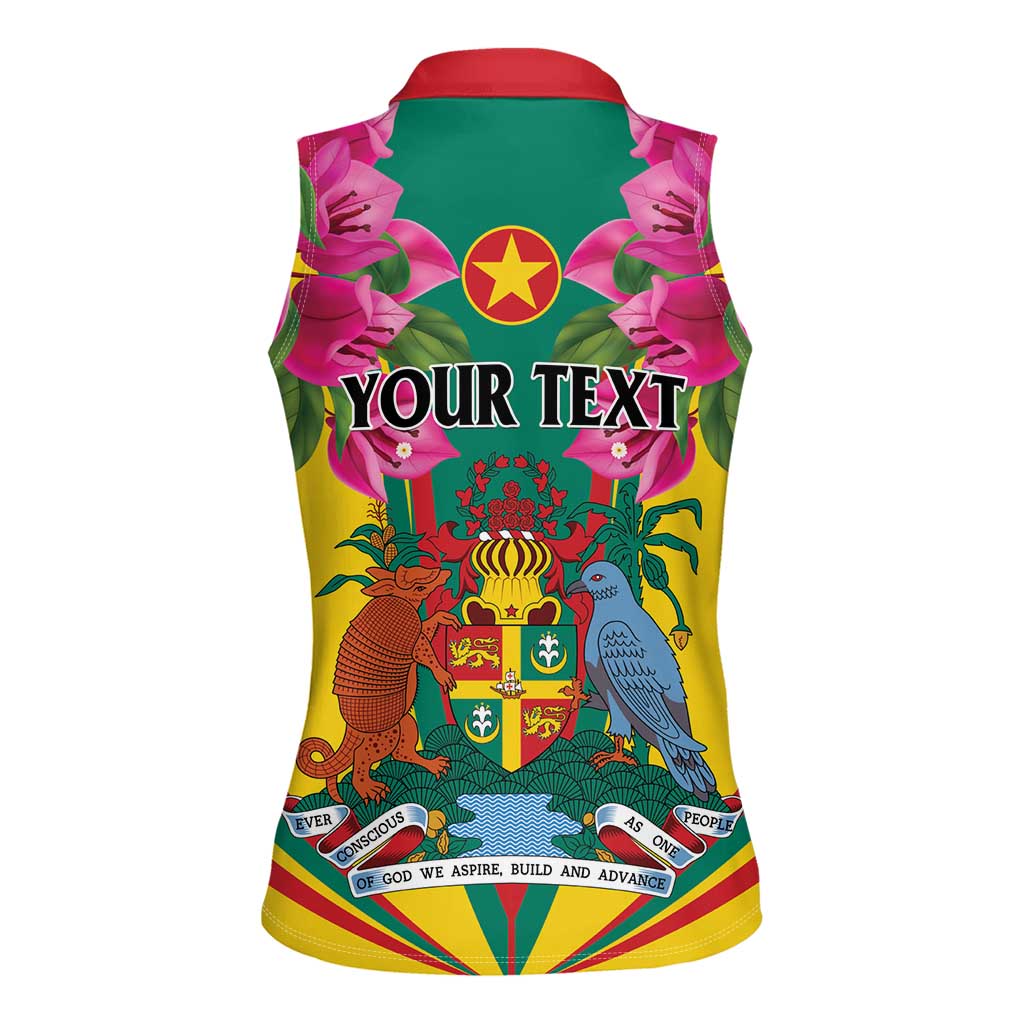 Personalized Carriacou and Petite Martinique Women Sleeveless Polo Shirt Bougainvillea Flowers - Wonder Print Shop