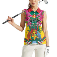 Personalized Carriacou and Petite Martinique Women Sleeveless Polo Shirt Bougainvillea Flowers - Wonder Print Shop
