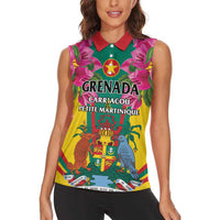 Personalized Carriacou and Petite Martinique Women Sleeveless Polo Shirt Bougainvillea Flowers - Wonder Print Shop