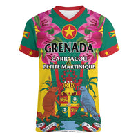 Personalized Carriacou and Petite Martinique Women V-Neck T-Shirt Bougainvillea Flowers - Wonder Print Shop