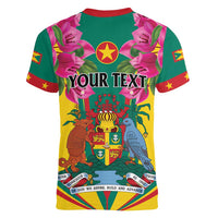 Personalized Carriacou and Petite Martinique Women V-Neck T-Shirt Bougainvillea Flowers - Wonder Print Shop