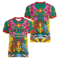 Personalized Carriacou and Petite Martinique Women V-Neck T-Shirt Bougainvillea Flowers - Wonder Print Shop