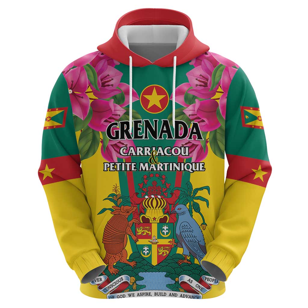Personalized Carriacou and Petite Martinique Zip Hoodie Bougainvillea Flowers - Wonder Print Shop