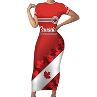 Personalised Canada Maple Leaf Family Matching Short Sleeve Bodycon Dress and Hawaiian Shirt A mari usque ad mare