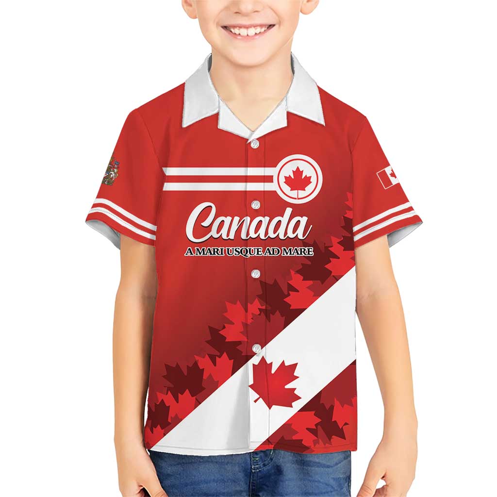Personalised Canada Maple Leaf Family Matching Short Sleeve Bodycon Dress and Hawaiian Shirt A mari usque ad mare