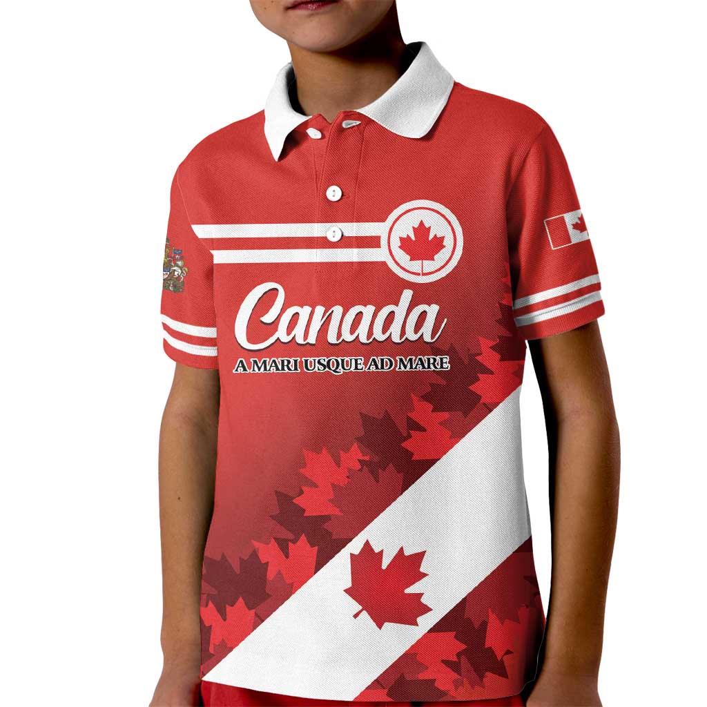 Personalised Canada Maple Leaf Kid Polo Shirt A mari usque ad mare