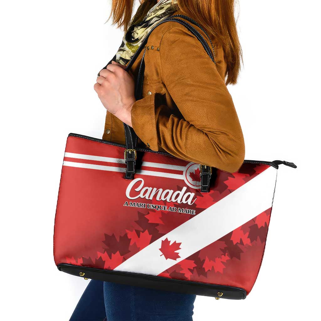 Canada Maple Leaf Leather Tote Bag A mari usque ad mare