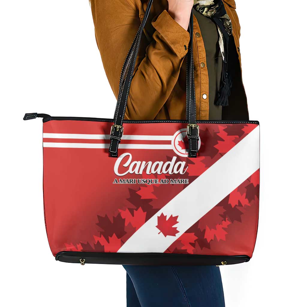 Canada Maple Leaf Leather Tote Bag A mari usque ad mare