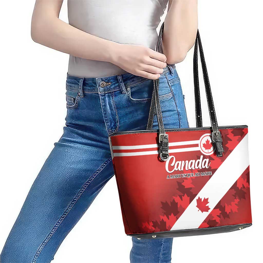 Canada Maple Leaf Leather Tote Bag A mari usque ad mare