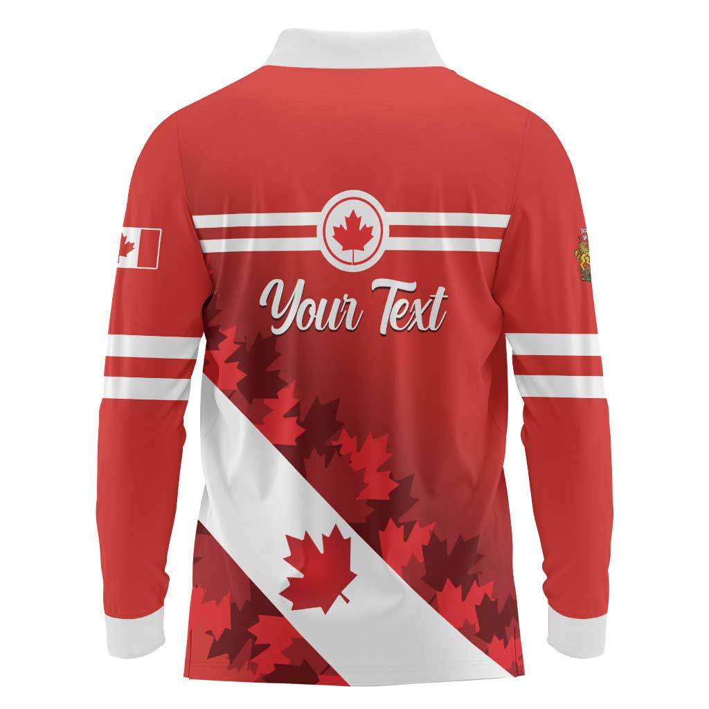 Personalised Canada Maple Leaf Long Sleeve Polo Shirt A mari usque ad mare