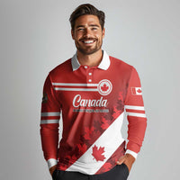 Personalised Canada Maple Leaf Long Sleeve Polo Shirt A mari usque ad mare