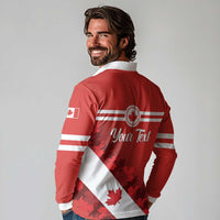 Personalised Canada Maple Leaf Long Sleeve Polo Shirt A mari usque ad mare