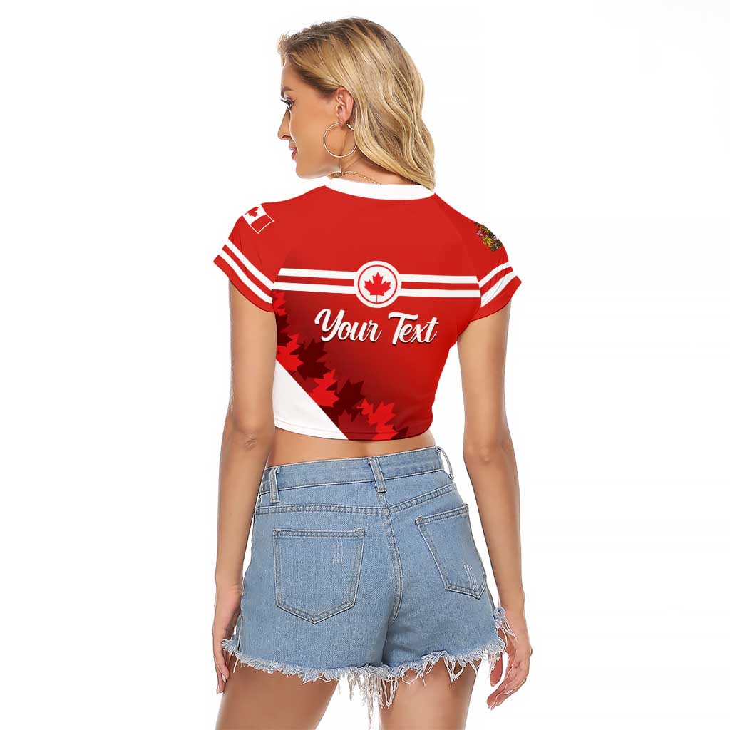 Personalised Canada Maple Leaf Raglan Cropped T Shirt A mari usque ad mare - Wonder Print Shop