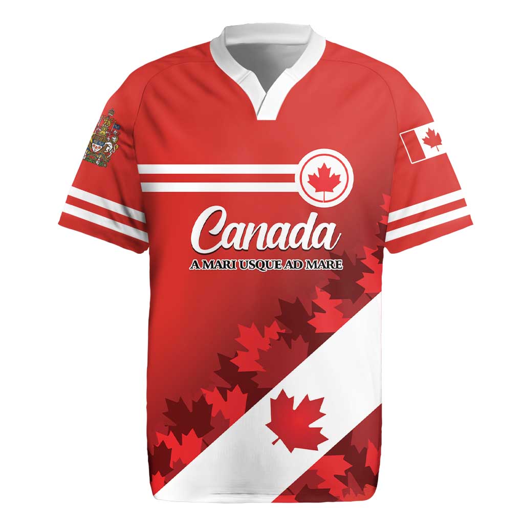 Personalised Canada Maple Leaf Rugby Jersey A mari usque ad mare - Wonder Print Shop