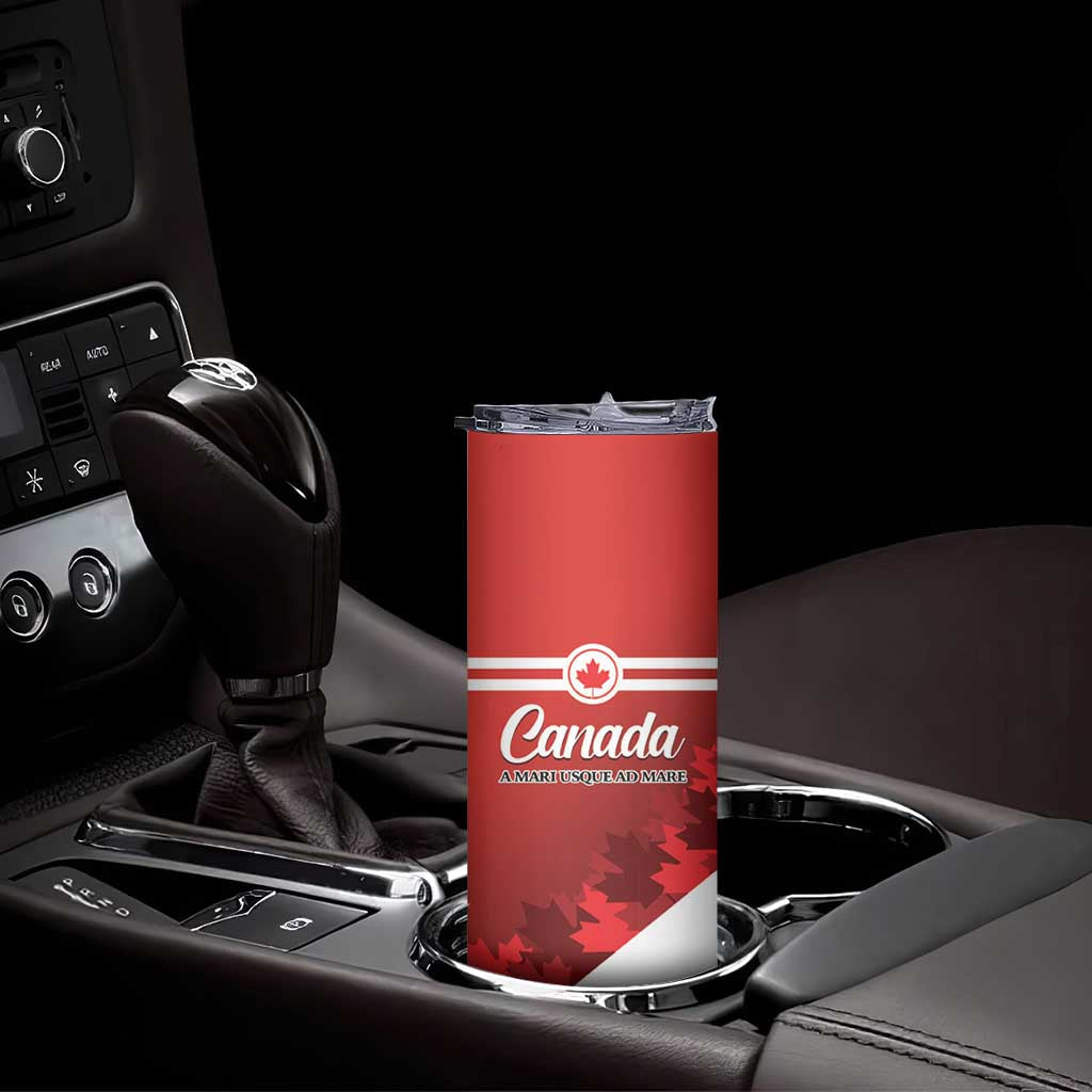 Personalised Canada Maple Leaf Skinny Tumbler A mari usque ad mare - Wonder Print Shop