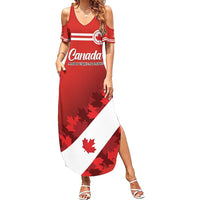 Personalised Canada Maple Leaf Summer Maxi Dress A mari usque ad mare - Wonder Print Shop