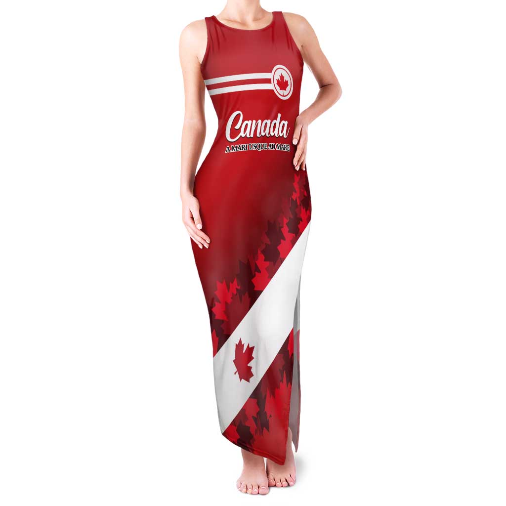 Personalised Canada Maple Leaf Tank Maxi Dress A mari usque ad mare - Wonder Print Shop