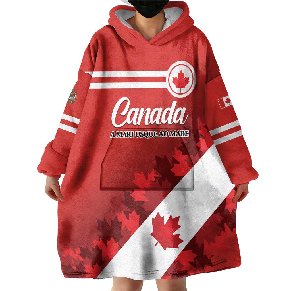 Personalised Canada Maple Leaf Wearable Blanket Hoodie A mari usque ad mare - Wonder Print Shop
