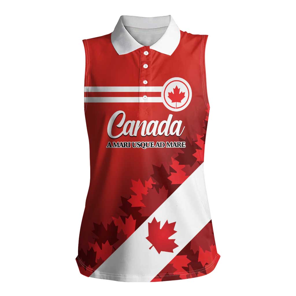 Personalised Canada Maple Leaf Women Sleeveless Polo Shirt A mari usque ad mare - Wonder Print Shop
