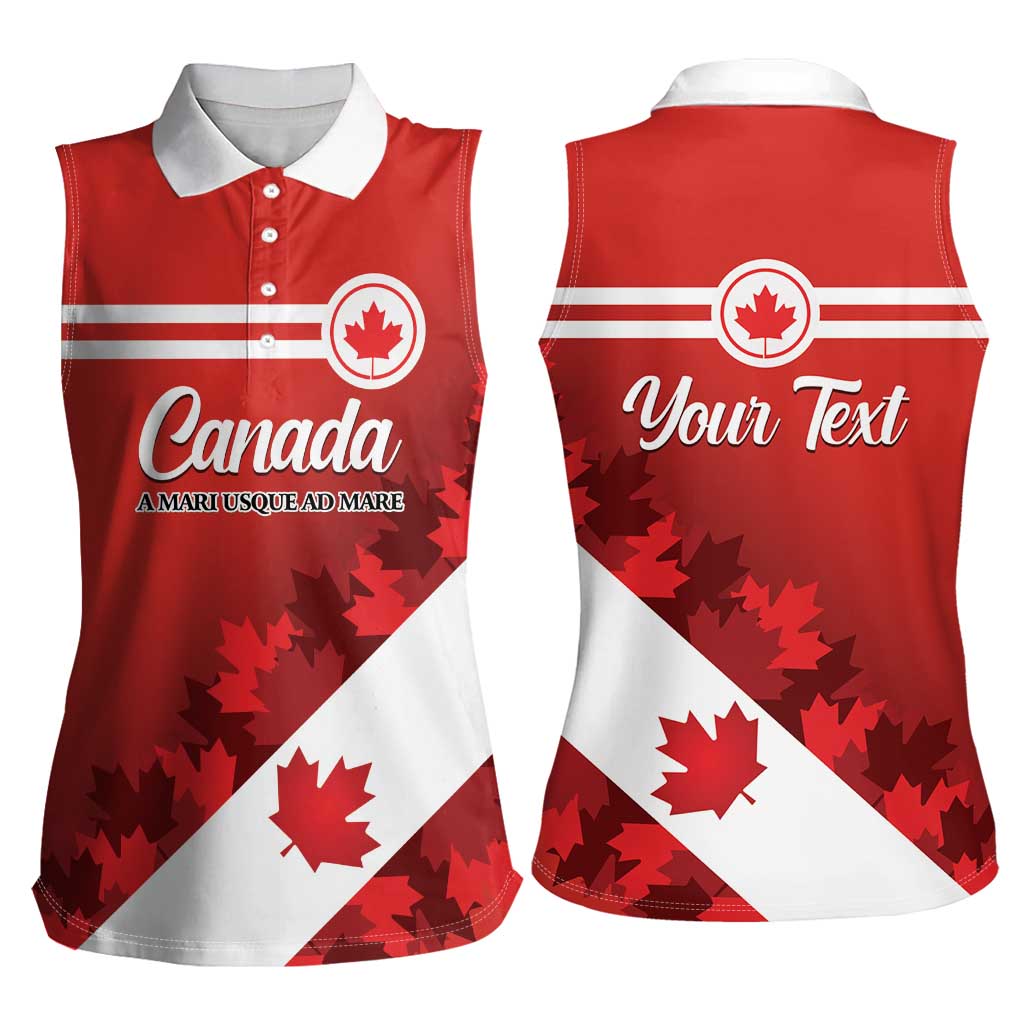 Personalised Canada Maple Leaf Women Sleeveless Polo Shirt A mari usque ad mare - Wonder Print Shop