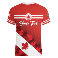 Personalised Canada Maple Leaf Women V-Neck T-Shirt A mari usque ad mare - Wonder Print Shop