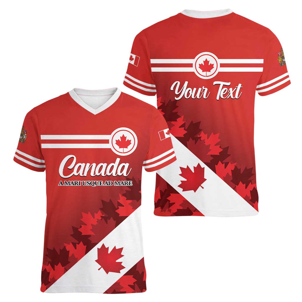 Personalised Canada Maple Leaf Women V-Neck T-Shirt A mari usque ad mare - Wonder Print Shop