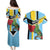 Personalized Saint Lucia Couples Matching Puletasi and Hawaiian Shirt Jacquot Parrot Rosie Floral
