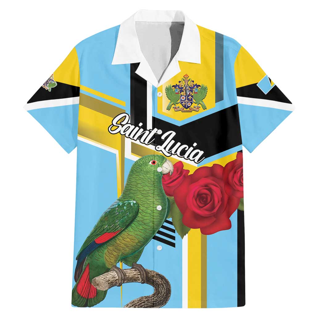 Personalized Saint Lucia Family Matching Mermaid Dress and Hawaiian Shirt Jacquot Parrot Rosie Floral