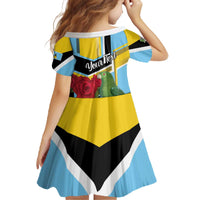 Personalized Saint Lucia Family Matching Off The Shoulder Long Sleeve Dress and Hawaiian Shirt Jacquot Parrot Rosie Floral