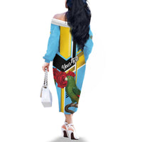 Personalized Saint Lucia Family Matching Off The Shoulder Long Sleeve Dress and Hawaiian Shirt Jacquot Parrot Rosie Floral