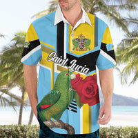 Personalized Saint Lucia Hawaiian Shirt Jacquot Parrot Rosie Floral