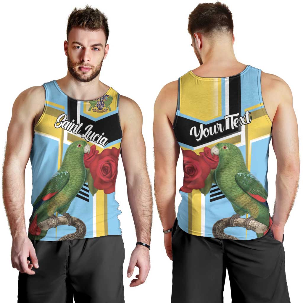 Personalized Saint Lucia Men Tank Top Jacquot Parrot Rosie Floral