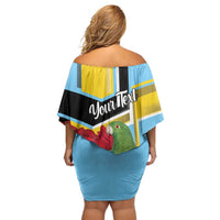 Personalized Saint Lucia Off Shoulder Short Dress Jacquot Parrot Rosie Floral