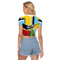 Personalized Saint Lucia Raglan Cropped T Shirt Jacquot Parrot Rosie Floral - Wonder Print Shop
