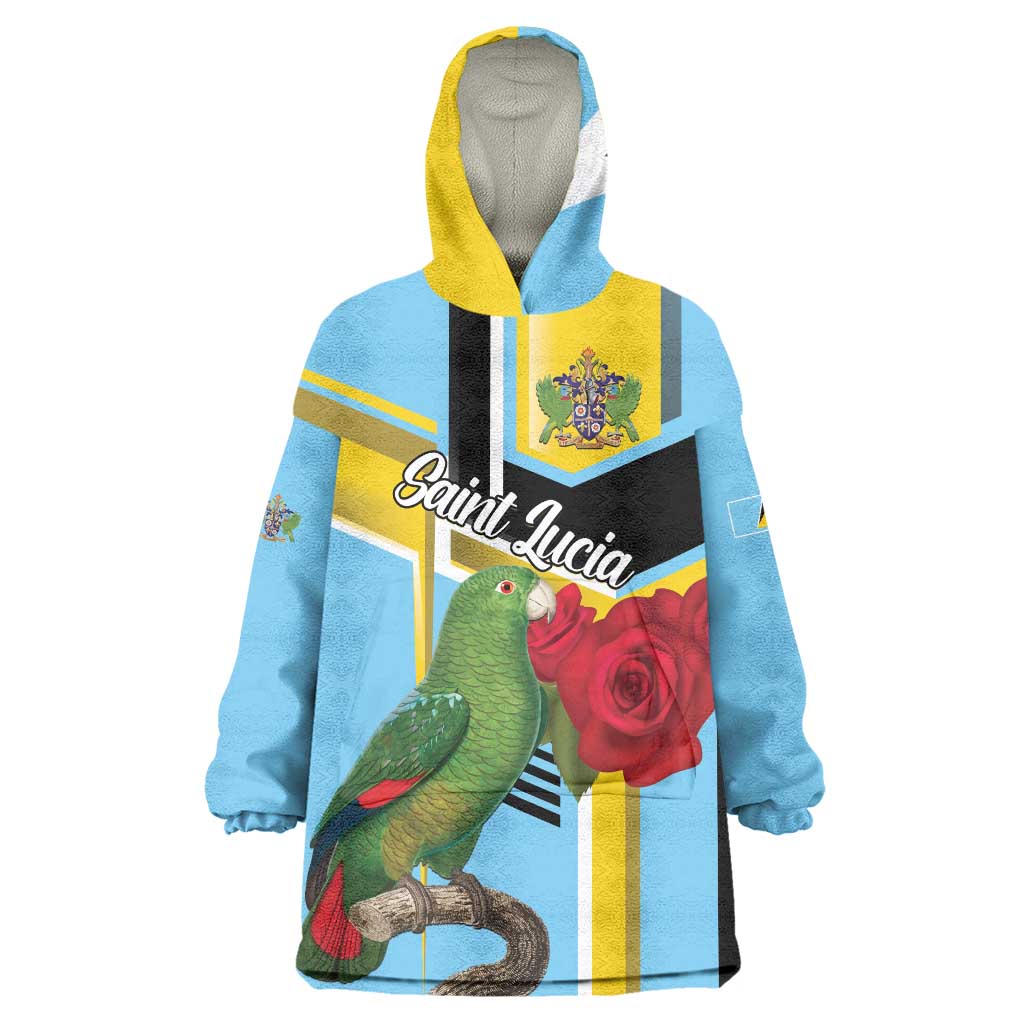 Personalized Saint Lucia Wearable Blanket Hoodie Jacquot Parrot Rosie Floral - Wonder Print Shop