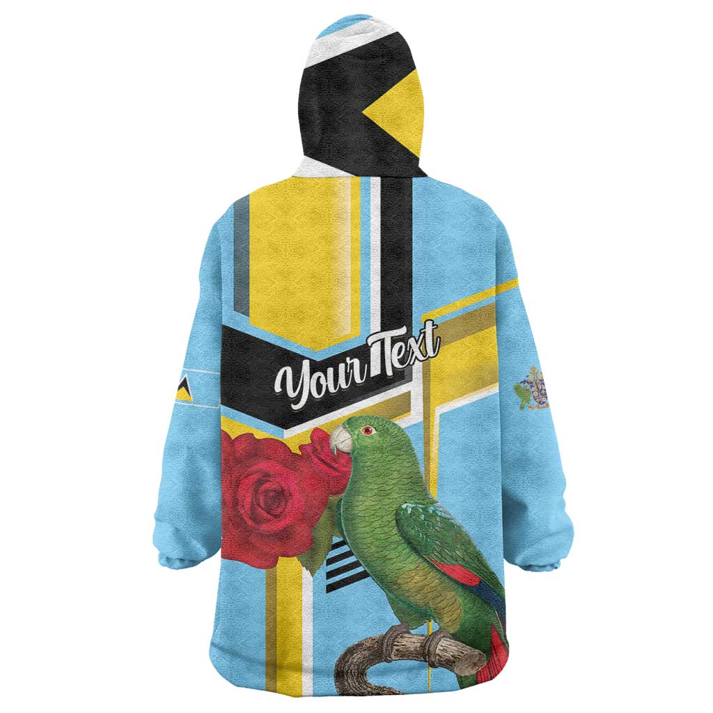 Personalized Saint Lucia Wearable Blanket Hoodie Jacquot Parrot Rosie Floral - Wonder Print Shop