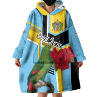 Personalized Saint Lucia Wearable Blanket Hoodie Jacquot Parrot Rosie Floral - Wonder Print Shop