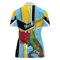 Personalized Saint Lucia Women Polo Shirt Jacquot Parrot Rosie Floral - Wonder Print Shop