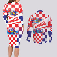 Croatia National Day 2024 Couples Matching Long Sleeve Bodycon Dress and Long Sleeve Button Shirt Hrvatska Dan drzavnosti - Wonder Print Shop