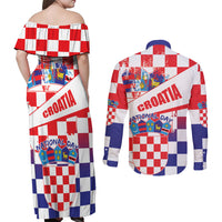 Croatia National Day 2024 Couples Matching Off Shoulder Maxi Dress and Long Sleeve Button Shirt Hrvatska Dan drzavnosti - Wonder Print Shop